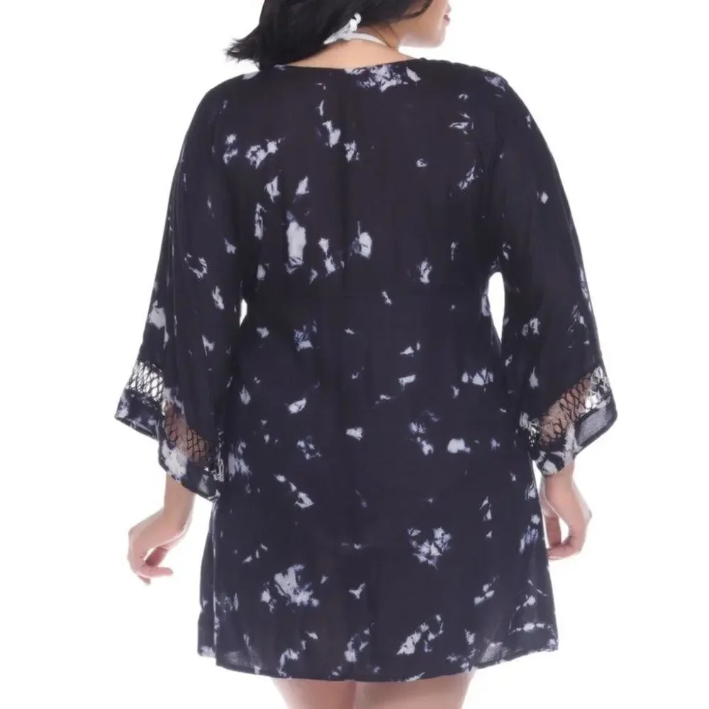 Raviya Blue Tie Dye Beach Swim Cover Up 0X Vacation Resort Bohemian
